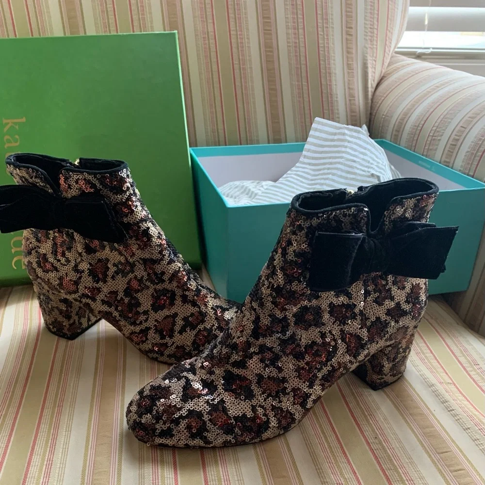 Kate Spade Sequin Ankle Boots with Bow - Picture 2 of 8